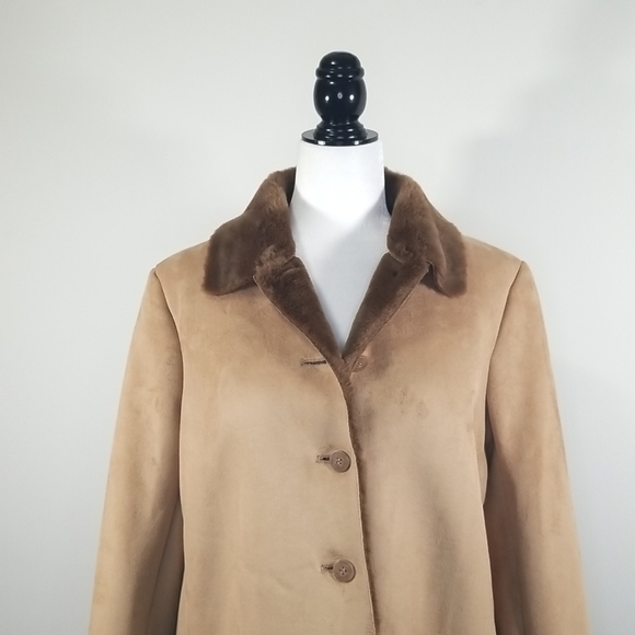 Vintage FU DA New York Womens Jacket Sherpa Lined Faux Suede 90's - Picture 4 of 6